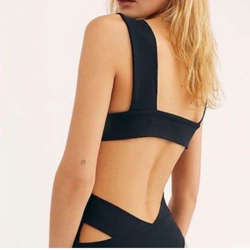Free People Black Cutout Bodysuit